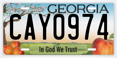 GA license plate CAY0974