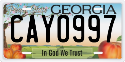 GA license plate CAY0997