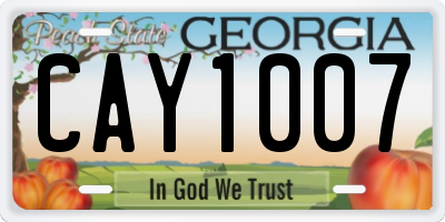 GA license plate CAY1007