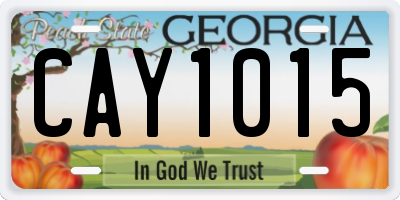 GA license plate CAY1015