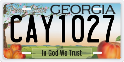 GA license plate CAY1027