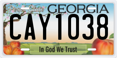 GA license plate CAY1038