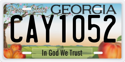 GA license plate CAY1052