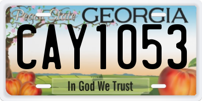 GA license plate CAY1053