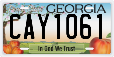 GA license plate CAY1061