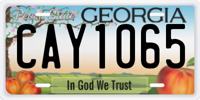 GA license plate CAY1065