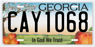 GA license plate CAY1068