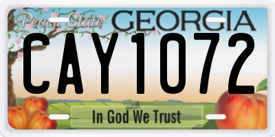 GA license plate CAY1072