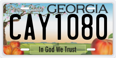 GA license plate CAY1080