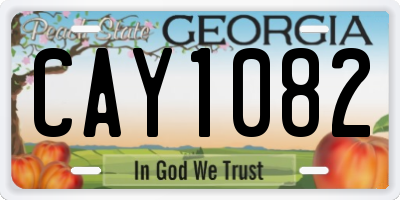 GA license plate CAY1082