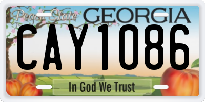GA license plate CAY1086