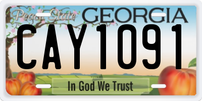 GA license plate CAY1091
