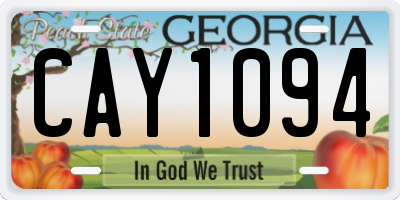 GA license plate CAY1094