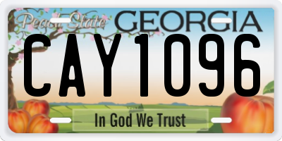 GA license plate CAY1096