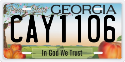 GA license plate CAY1106