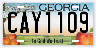 GA license plate CAY1109