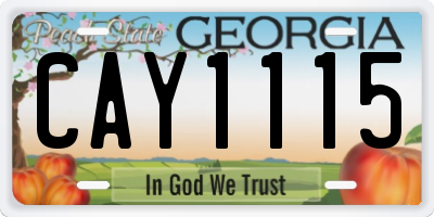 GA license plate CAY1115