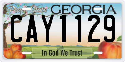GA license plate CAY1129