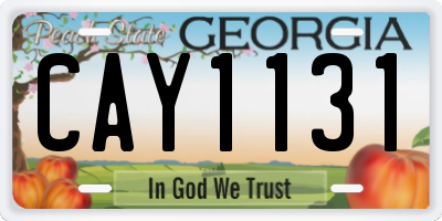 GA license plate CAY1131