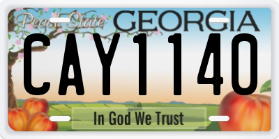 GA license plate CAY1140
