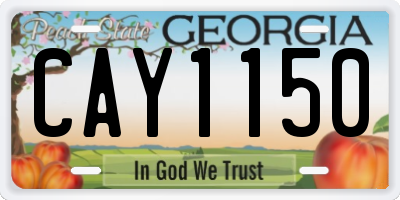 GA license plate CAY1150