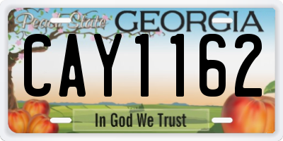 GA license plate CAY1162