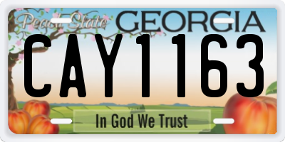GA license plate CAY1163