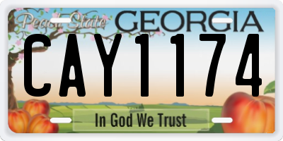 GA license plate CAY1174