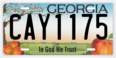 GA license plate CAY1175