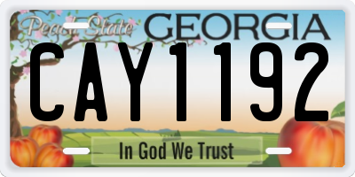 GA license plate CAY1192