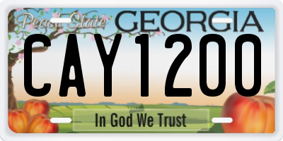 GA license plate CAY1200