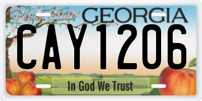 GA license plate CAY1206