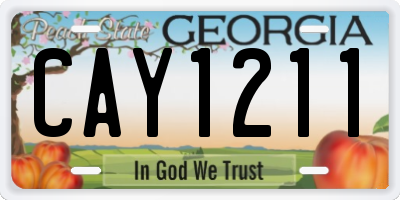 GA license plate CAY1211
