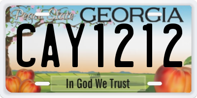 GA license plate CAY1212