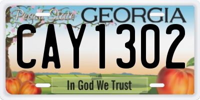 GA license plate CAY1302
