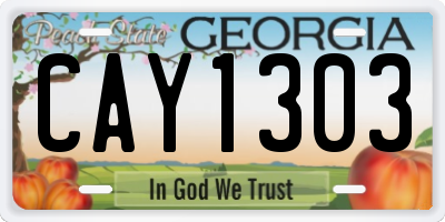 GA license plate CAY1303