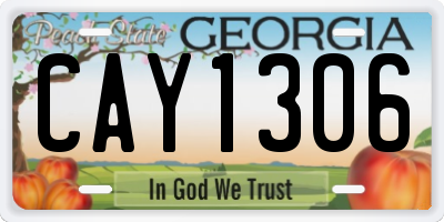 GA license plate CAY1306