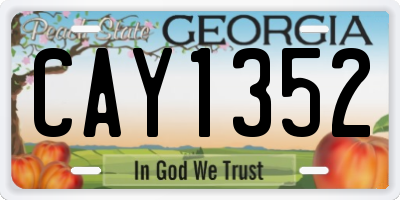 GA license plate CAY1352