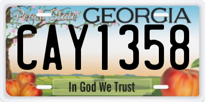 GA license plate CAY1358