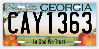 GA license plate CAY1363