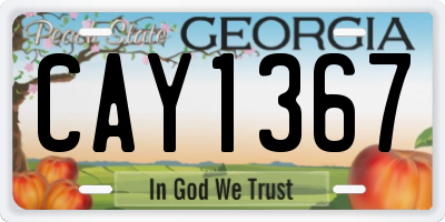 GA license plate CAY1367