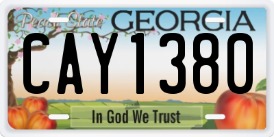 GA license plate CAY1380