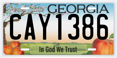 GA license plate CAY1386