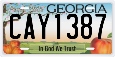 GA license plate CAY1387