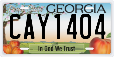 GA license plate CAY1404