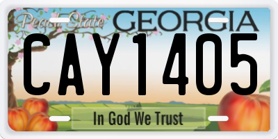 GA license plate CAY1405