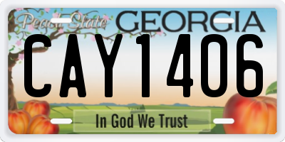 GA license plate CAY1406