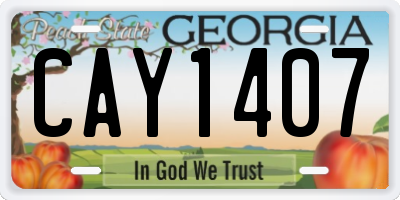 GA license plate CAY1407