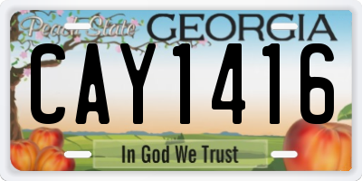 GA license plate CAY1416