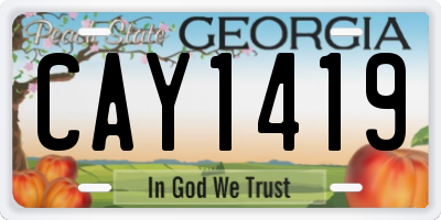 GA license plate CAY1419